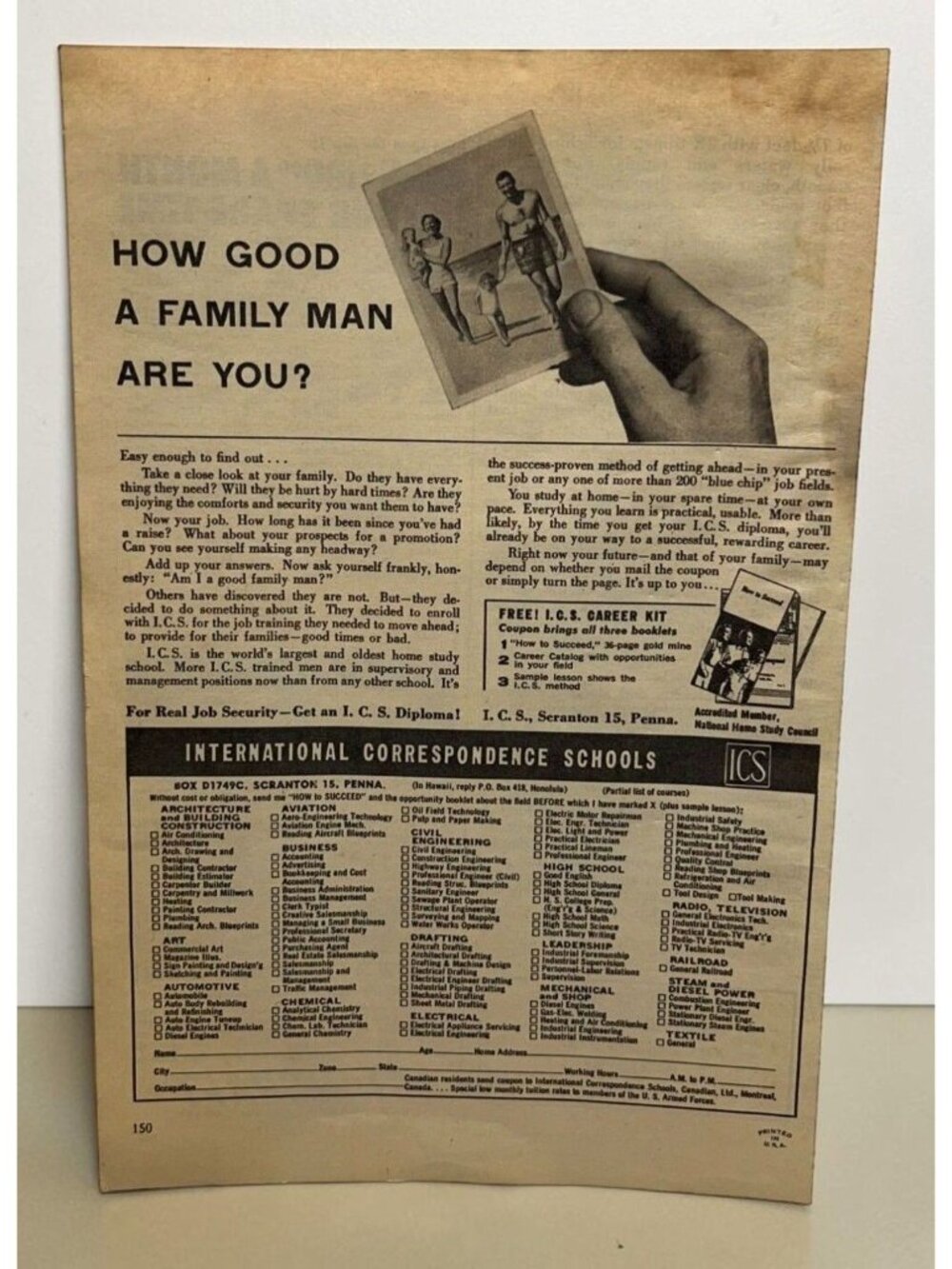 ICS International Correspondence Schools Vintage Print Ad 1960s Retro Careers